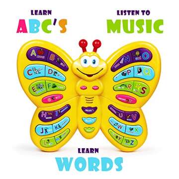 Preschool ABC Learning Toy, Interactive Educational Butterfly Toy for Toddlers, Animal Sounds & Musi...