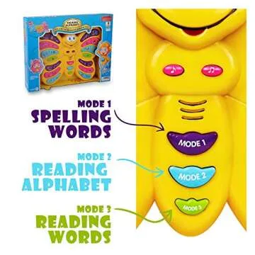 Preschool ABC Learning Toy, Interactive Educational Butterfly Toy for Toddlers, Animal Sounds & Music, Early Development See and Say Baby Toys for 3 Year Old Boys & Girls