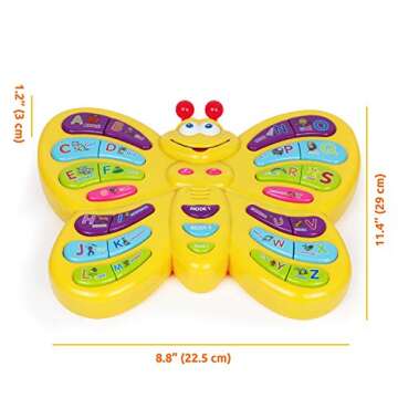 Preschool ABC Learning Toy, Interactive Educational Butterfly Toy for Toddlers, Animal Sounds & Music, Early Development See and Say Baby Toys for 3 Year Old Boys & Girls