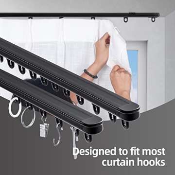 ZSTARR Retractable Ceiling Curtain Track, Measurement-Free Curtain Track 51''-94'',For Room Divider,...