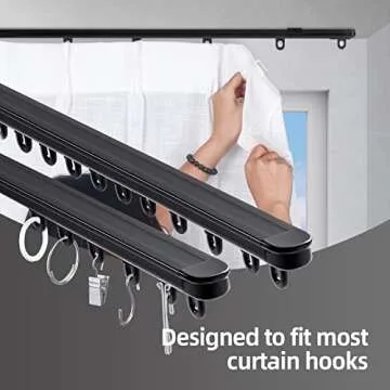 ZSTARR Retractable Ceiling Curtain Track, Measurement-Free Curtain Track 51''-94'',For Room Divider,...