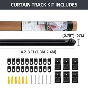 ZSTARR Retractable Ceiling Curtain Track, Measurement-Free Curtain Track 51''-94'',For Room Divider, Shower Curtain, Parallel bay window, RV Curtain Track (Black)