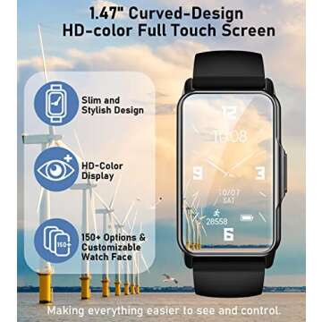 Smart Watch Health Fitness Tracker with 24/7 Heart Rate, Blood Oxygen Blood Pressure Sleep Monitor, ...