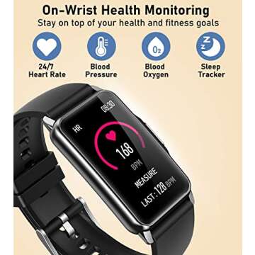 Smart Watch Health Fitness Tracker with 24/7 Heart Rate, Blood Oxygen Blood Pressure Sleep Monitor, 115 Sports Modes, Step Calorie Counter Pedometer IP68 Waterproof for Android and iPhone Women Men