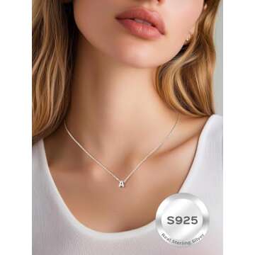 Small Letter Necklace Initial S Alphabet Minimalist dainty 925 Sterling Silver Pendant Necklace Birthday Gifts for Her Personalized Jewelry