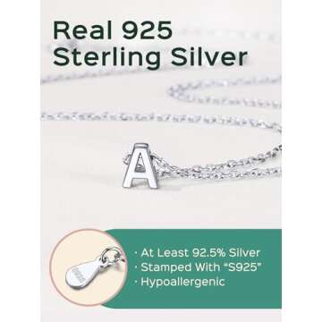 Small Letter Necklace Initial S Alphabet Minimalist dainty 925 Sterling Silver Pendant Necklace Birthday Gifts for Her Personalized Jewelry