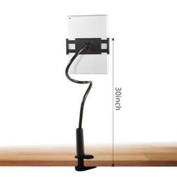 ZUYEE Gooseneck Tablet Holder for Bed 4-10.5" Devices iPad Holder Stand Desk Mount Clip 30 inch Flex...
