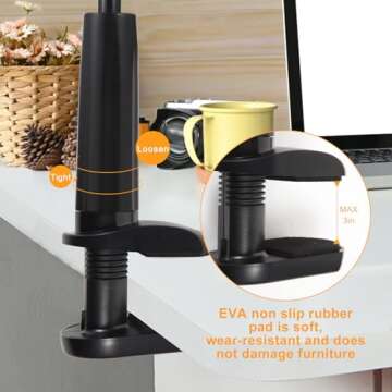 ZUYEE Gooseneck Tablet Holder for Bed 4-10.5" Devices iPad Holder Stand Desk Mount Clip 30 inch Flexible Arm Clamp for iPad Mini Air Galaxy Tabs Nintendo Switch Kindle Fire Cell Phone White