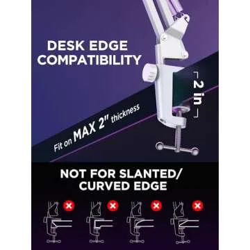 InnoGear Boom Arm Microphone Mic Stand for Blue Yeti HyperX QuadCast SoloCast Snowball Fifine Shure SM7B and other Mic, Medium, White