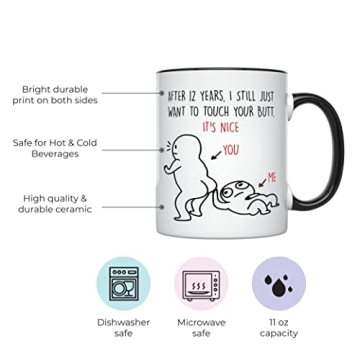 Funny 12th Anniversary Coffee Mug for Couples Durable