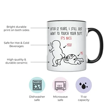 Funny 12th Anniversary Coffee Mug for Couples Durable