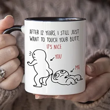 Funny 12th Anniversary Coffee Mug for Couples Durable