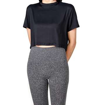 MAX ALLIE Women's 3-Pack Ultra Soft Cropped T Shirt Crew Neck Tees Casual Loose Fit Basic Lightweight