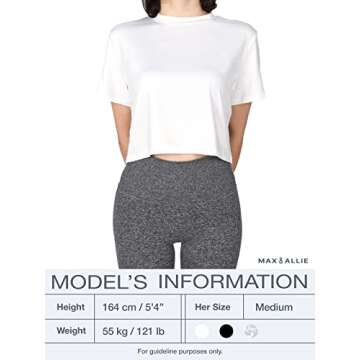 MAX ALLIE Women's 3-Pack Ultra Soft Cropped T Shirt Crew Neck Tees Casual Loose Fit Basic Lightweight