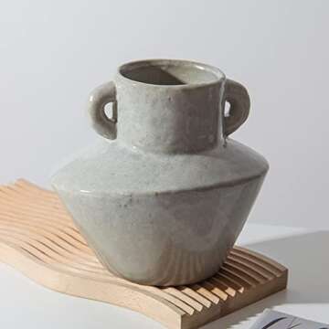 KITCISSL Geometric Decor Vases for Flowers, Vintage Ceramic Vase Nordic Decorative Vases Home Decor Living Room Farmhouse Dried Flower Vase Ornament for Homestay Kitchen Gifts