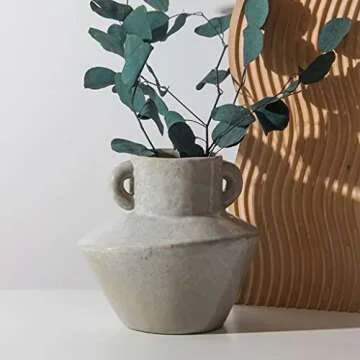 KITCISSL Geometric Decor Vases for Flowers, Vintage Ceramic Vase Nordic Decorative Vases Home Decor Living Room Farmhouse Dried Flower Vase Ornament for Homestay Kitchen Gifts