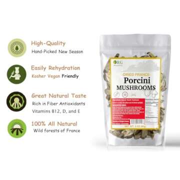 Premium Dried Porcini Mushrooms - Orgnisulmte Wild French 3Oz