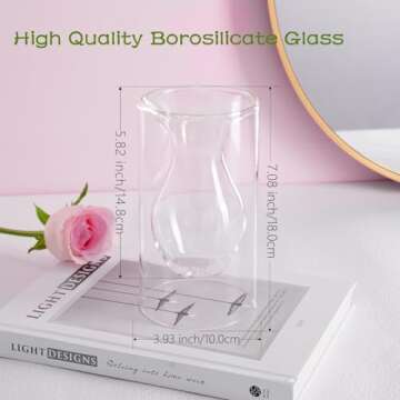 ZENS Unique Small Flower Vase, Modern Double Hollow Clear Glass Vase, Floating Decorative Vase Hand ...