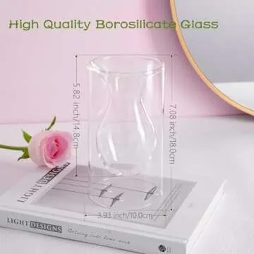 ZENS Unique Small Flower Vase, Modern Double Hollow Clear Glass Vase, Floating Decorative Vase Hand ...