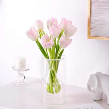 ZENS Unique Small Flower Vase, Modern Double Hollow Clear Glass Vase, Floating Decorative Vase Hand Blown Cool Bud Vase for Home Small Bouquet, Wedding Centerpieces