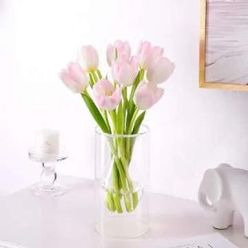 ZENS Unique Small Flower Vase, Modern Double Hollow Clear Glass Vase, Floating Decorative Vase Hand Blown Cool Bud Vase for Home Small Bouquet, Wedding Centerpieces