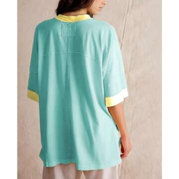 Songling Womens 3/4 Length Sleeve Casual Loose Fit Summer Tee Shirt Basics Cotton t Shirts Trendy To...