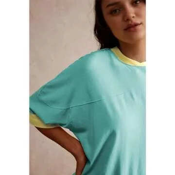 Songling Womens 3/4 Length Sleeve Casual Loose Fit Summer Tee Shirt Basics Cotton t Shirts Trendy Tops(Cyan,XS), X-Small