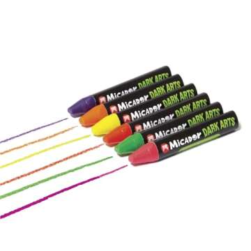 Micador Dark Arts Neon Glow Crayons Pack - 6 Crayons - Triangle grip - Made with beeswax - Neon coloring + drawing - Glows under blacklight - Ages 3+