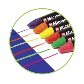 Micador Dark Arts Neon Glow Crayons Pack - 6 Crayons - Triangle grip - Made with beeswax - Neon coloring + drawing - Glows under blacklight - Ages 3+