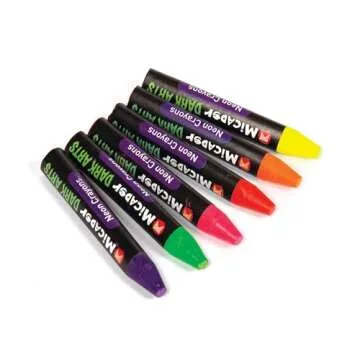 Micador Dark Arts Neon Glow Crayons Pack - 6 Crayons - Triangle grip - Made with beeswax - Neon coloring + drawing - Glows under blacklight - Ages 3+