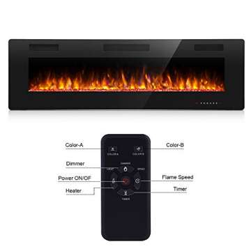 Antarctic Star 36 Inch Electric Fireplace in-Wall Recessed and Wall Mounted, Fireplace Heater and Li...