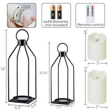 Homemory Farmhouse Lantern with Flameless Candle & Remote
