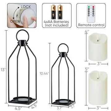 Homemory Farmhouse Lantern with Flameless Candle & Remote