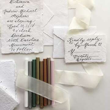 UNIQOOO Mailable Glue Gun Sealing Wax Sticks 8 Color Sample Pack -for Wax Seal Stamp, Cards Envelopes, Wedding Invitations, Wine Packages, DIY Project,Gift Idea -Pink, Green, Gold