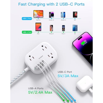 One Beat Cruise Essentials Travel Power Strip with USB C