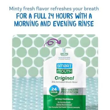 SmartMouth Original Activated Mouthwash - Adult Mouthwash for Fresh Breath - Oral Rinse for 24-Hour Bad Breath Relief with Twice Daily Use - Fresh Mint Flavor - 0.4 Fl Oz (30 Travel Packs)