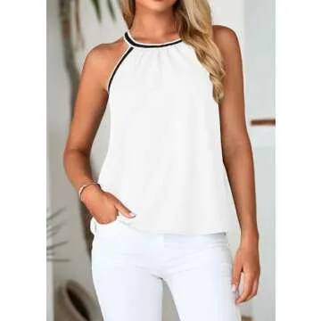 KIRUNDO Women's Halter Top 2025 Summer Pleated Tank Top