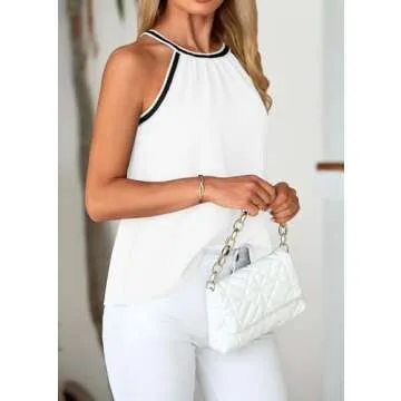 KIRUNDO Women's Halter Top 2025 Summer Pleated Tank Top