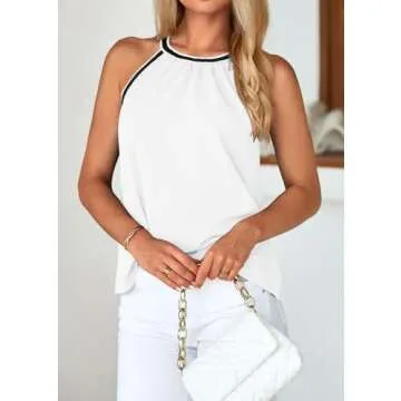 KIRUNDO Women's Halter Top 2025 Summer Pleated Tank Top