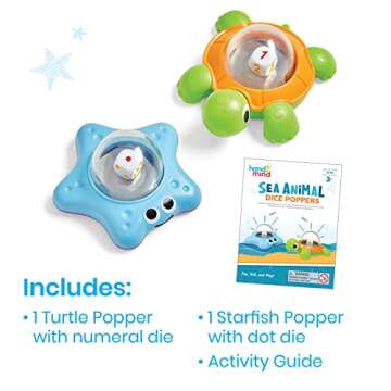 hand2mind Sea Animals Dice Poppers, Math Dice Popper, Game Replacement Dice Roller, Dice Games for K...