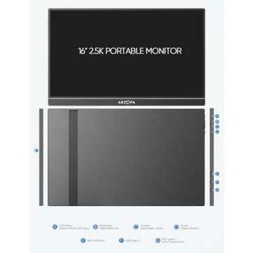 ARZOPA 16" 2.5K Portable Monitor for Gaming & Work