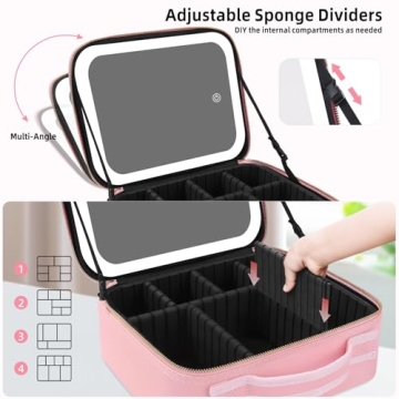 RRtide Makeup Bag with Lighted Mirror for Travel