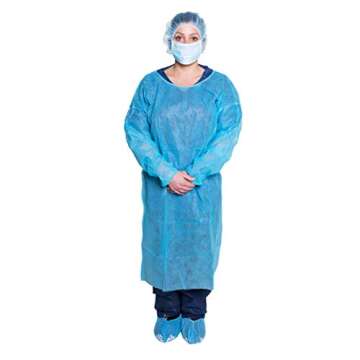 Dukal Isolation Gown, Non-Sterile, Blue - Pack of 50 for Healthcare Professionals