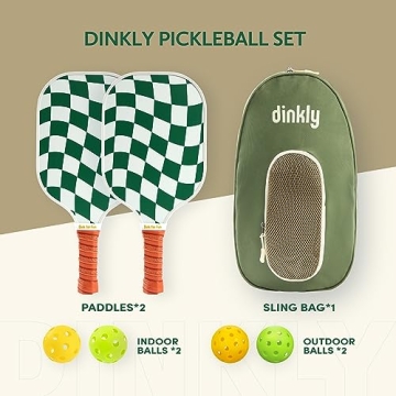 Dinkly Pickleball Paddles Set with Bag for All Players