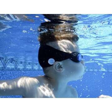 Splash Place SWIM KIDS GOGGLES with Fabric Strap - MIDNIGHT | Fun & Comfortable - Adult & Kids Swim Goggles - Won't Pull Your Hair - High Visibility Anti-Fog Lenses - Black Goggles for Swimming