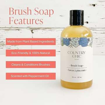 Paint Brush Cleaner - 100% Natural Soap for Conditioning & Care - Peppermint Scent - Easy Pour Cap -...