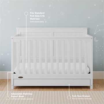 Graco Hadley 5-in-1 Convertible Crib with Drawer for Kids