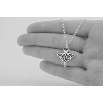 Sterling Silver Luna Moth - SMALL, Double Sided - (Pendant Only or Necklace)