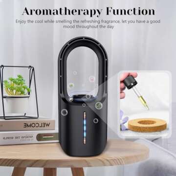 SISMEL Desk Fan,Portable Fan 11.8 Inch,Bladeless Fan,Small Fan Quiet Table,Rechargeable Battery Oper...