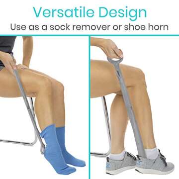 Vive Long Shoe Horn with Handle - Portable and Durable Shoe Aid for Seniors